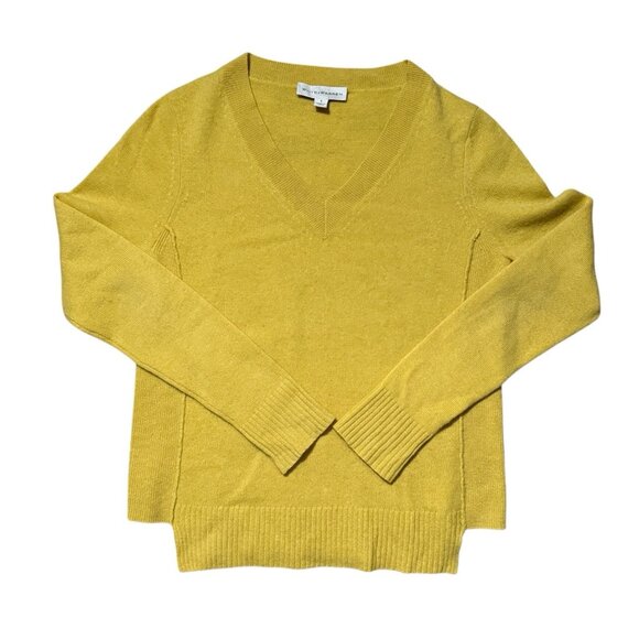 Anthropologie White Warren Cashmere V Neck Sweater Size S Yellow Tunic Luxury - Picture 1 of 8